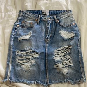 distressed Denim skirt